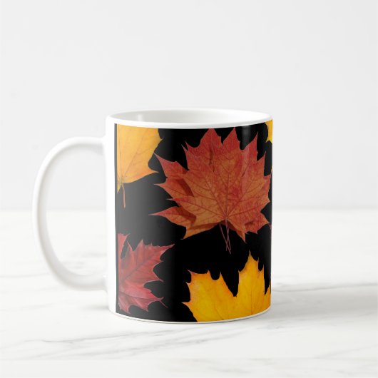 Herbst-Ahorn-Blätter schwarz Kaffeetasse (Links)