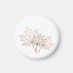 Herbst-Ahorn Botanische Linienkunst Warme Blattgra Magnet