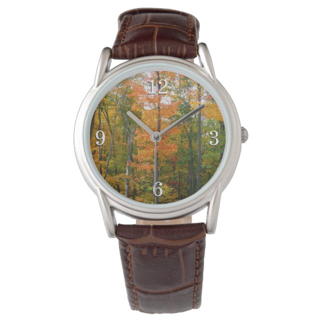 Herbst-Ahornbäume Herbstfotografie Armbanduhr (Vorderseite)
