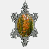 Herbst-Ahornbäume Herbstfotografie Schneeflocken Zinn-Ornament (Links)