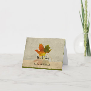 Herbst-Ahornblatt auf Faux-Papier Hochzeits-Dankes Dankeskarte