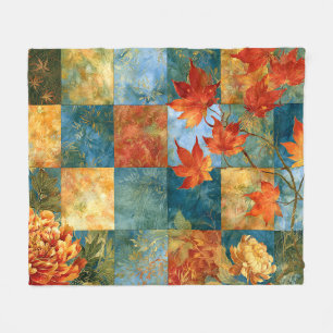 Herbst-Ahornblatt-Botanischer Patchwork Fleecedecke