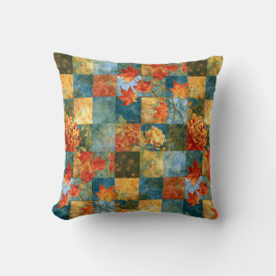 Herbst-Ahornblatt-Botanischer Patchwork Kissen