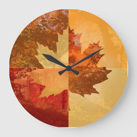 Herbst, Ahornblatt Große Wanduhr (Vorderseite)