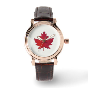 Herbst Ahornblatt Kanada Leather Watch Armbanduhr