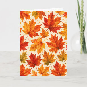 Herbst-Ahornblatt-Muster Herbst Orange-Rotes Bla Karte