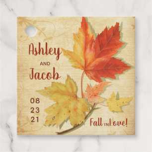 Herbst-Ahornblätter-Hochzeit Geschenk Save-Date Geschenkanhänger