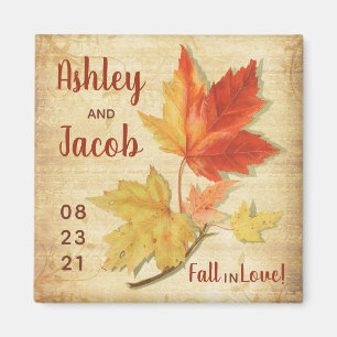 Herbst-Ahornblätter-Hochzeit Geschenk Save Date Magnet