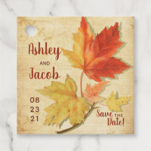 Herbst-Ahornblätter Hochzeit Save the Date Geschenkanhänger