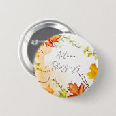 Herbst-Ahornblätter mit individuellem Text Button (Vorne & Hinten)
