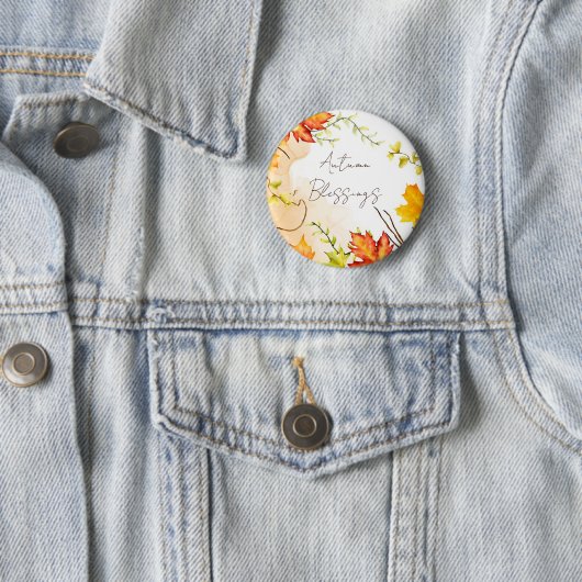Herbst-Ahornblätter mit individuellem Text Button (Beispiel)