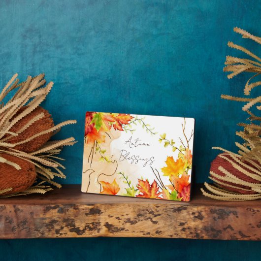 Herbst-Ahornblätter mit individuellem Text Fotoplatte (Seite)