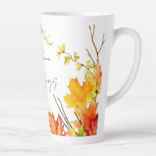 Herbst-Ahornblätter mit individuellem Text    Milchtasse