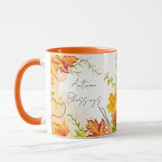 Herbst-Ahornblätter mit individuellem Text Tasse (Links)