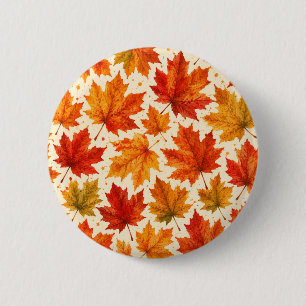 Herbst-Ahornblätter-Muster Herbst Orange-Rotes B Button