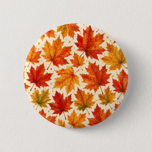Herbst-Ahornblätter-Muster | Herbst Orange-Rotes B Button (Vorderseite)