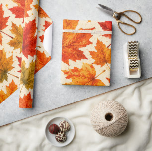 Herbst-Ahornblätter-Muster   Herbst Orange-Rotes B Geschenkpapier