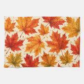 Herbst-Ahornblätter-Muster | Herbst Orange-Rotes B Geschirrtuch (Horizontal)