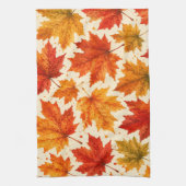 Herbst-Ahornblätter-Muster | Herbst Orange-Rotes B Geschirrtuch (Vertikal)