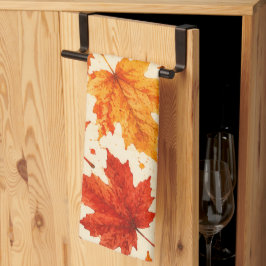 Herbst-Ahornblätter-Muster | Herbst Orange-Rotes B Geschirrtuch