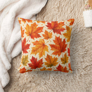 Herbst-Ahornblätter-Muster Herbst Orange-Rotes B Kissen