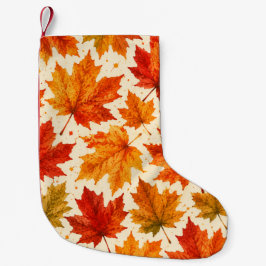 Herbst-Ahornblätter-Muster | Herbst Orange-Rotes B Kleiner Weihnachtsstrumpf