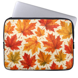 Herbst-Ahornblätter-Muster | Herbst Orange-Rotes B Laptopschutzhülle