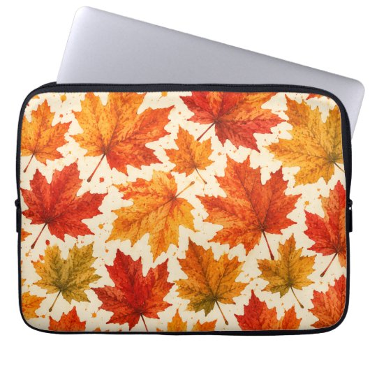Herbst-Ahornblätter-Muster | Herbst Orange-Rotes B Laptopschutzhülle (Vorderseite)