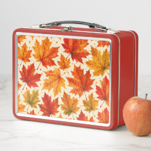 Herbst-Ahornblätter-Muster Herbst Orange-Rotes B Metall Brotdose