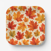 Herbst-Ahornblätter-Muster | Herbst Orange-Rotes B Pappteller (Vorderseite)
