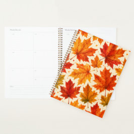 Herbst-Ahornblätter-Muster | Herbst Orange-Rotes B Planer