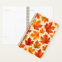 Herbst-Ahornblätter-Muster | Herbst Orange-Rotes B Planer