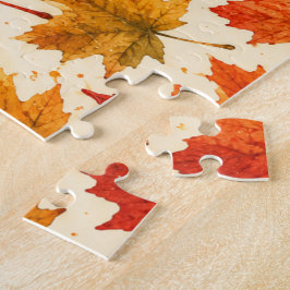 Herbst-Ahornblätter-Muster | Herbst Orange-Rotes B Puzzle