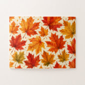 Herbst-Ahornblätter-Muster | Herbst Orange-Rotes B Puzzle (Horizontal)