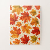 Herbst-Ahornblätter-Muster | Herbst Orange-Rotes B Puzzle (Vertikal)