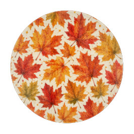 Herbst-Ahornblätter-Muster | Herbst Orange-Rotes B Schneidebrett