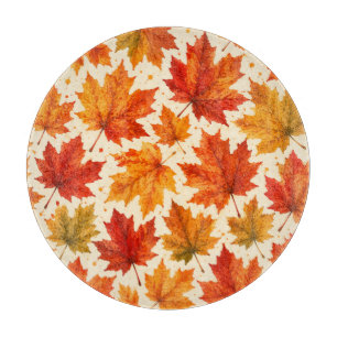 Herbst-Ahornblätter-Muster Herbst Orange-Rotes B Schneidebrett
