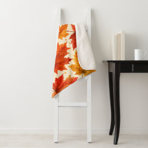 Herbst-Ahornblätter-Muster Herbst Orange-Rotes B Sherpadecke