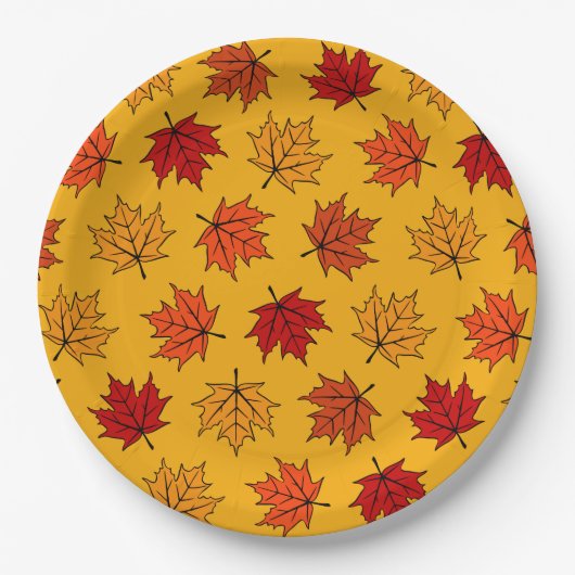 Herbst-Ahornblätter Pappteller (Vorderseite)