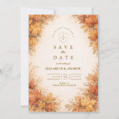 Herbst-Ahornblätter Rustikale Hochzeit Save The Date (Vorderseite)