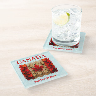 Herbst-Ahornleaf-kanadische Flagge Glasuntersetzer