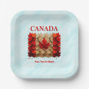 Herbst-Ahornleaf-kanadische Flagge Pappteller
