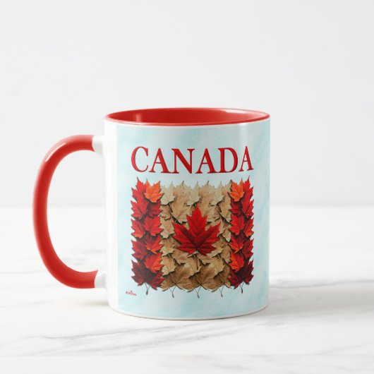 Herbst-Ahornleaf-kanadische Flagge Tasse (Links)