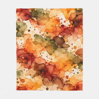 Herbst-Alkohol-Tinten-Abstraktes Muster in Orange, Fleecedecke