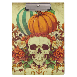 Herbst/Alloween/Kürbis/Skelett Klemmbrett