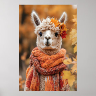 Herbst-Alpaka-Kunstposter, Herbstwald Poster