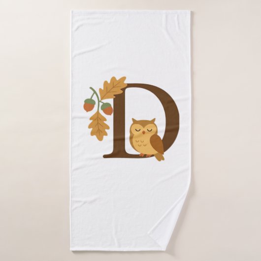 Herbst-Alphabet-Monogramm Buchstabe D � Eule mit E Badehandtuch (Badehandtuch)