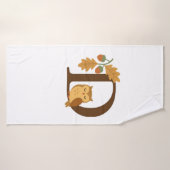 Herbst-Alphabet-Monogramm Buchstabe D � Eule mit E Badehandtuch (Badehandtuch)