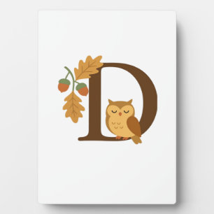 Herbst-Alphabet-Monogramm Buchstabe D � Eule mit E Fotoplatte