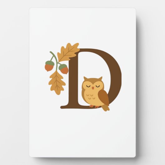 Herbst-Alphabet-Monogramm Buchstabe D � Eule mit E Fotoplatte (Vorderseite)